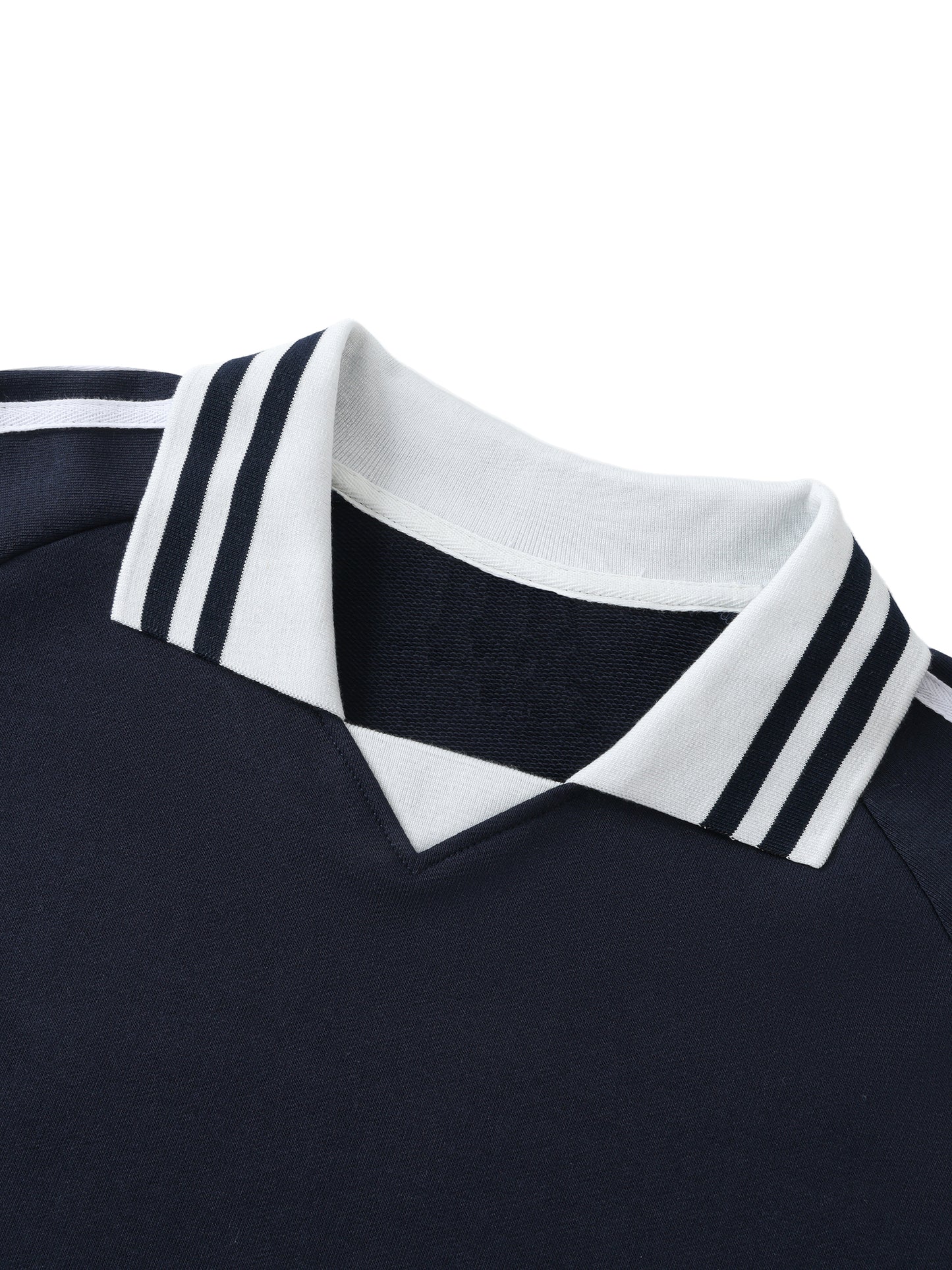 Pre Season Contrast Striped Lapel Collar Sweatshirt